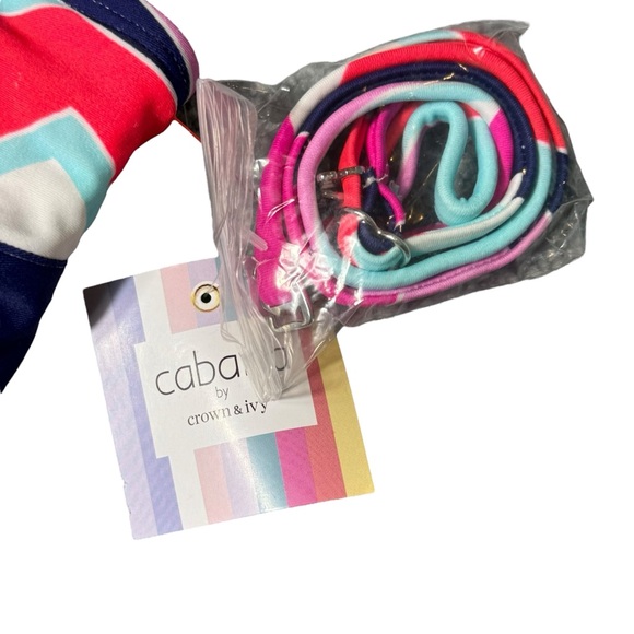 Cabana By Crown & Ivy Multicolor Medium Geometric Bandeau Bikini Top, Medium - Picture 3 of 6